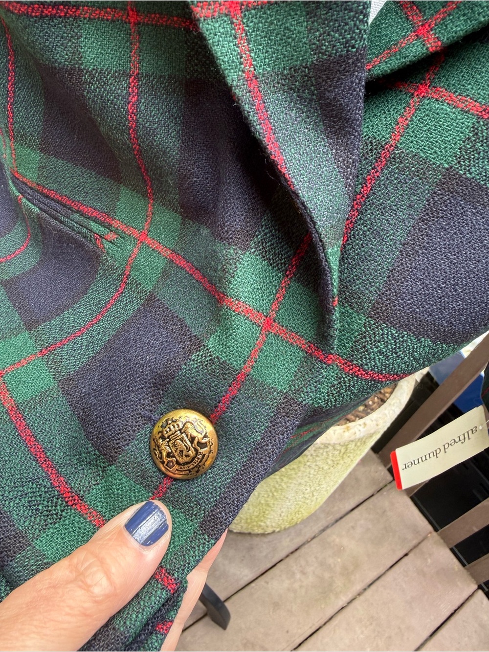 New Alfred Dunner Vintage 90's Green Plaid Wool Skirt Blazer Skirt Set Womens 8 - Picture 3 of 14